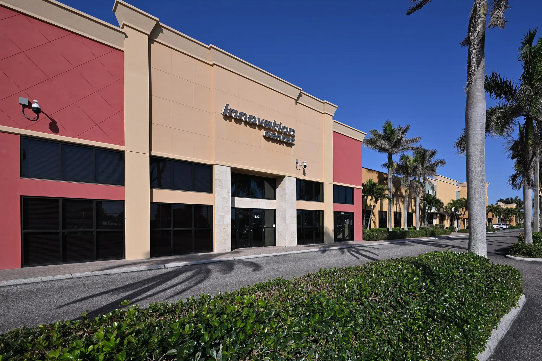 Retail center with palm trees